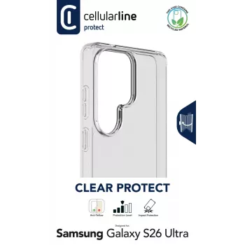 Cellularline Clear Protect - Galaxy S26 Ultra carcasa rígida con bordes de goma