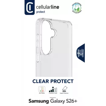 Cellularline Clear Protect - Galaxy S26+ carcasa rígida con bordes de goma