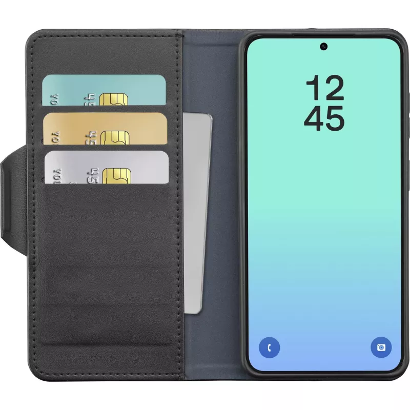 Cellularline Book Agenda - Galaxy S26 funda tipo libro con acabado de piel sintética, cierre magnético, protección RFID y función de soporte.
