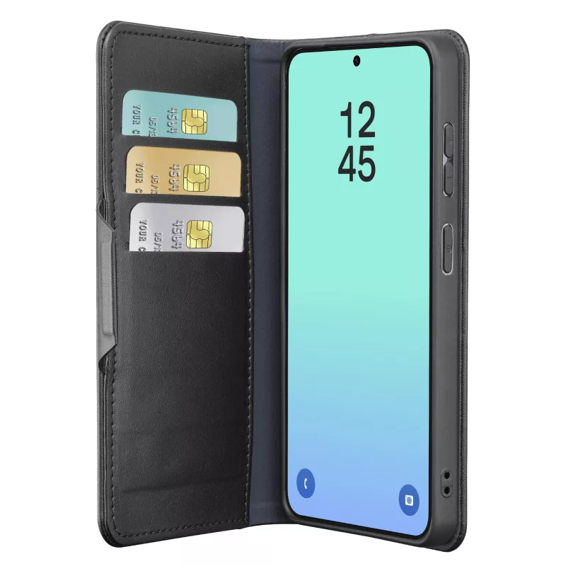 Cellularline Book Agenda - Galaxy S26 funda tipo libro con acabado de piel sintética, cierre magnético, protección RFID y función de soporte.