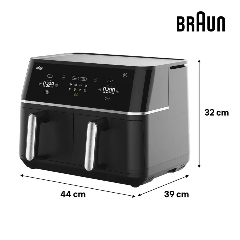 Braun TD 5030I BK Doble 10 L freidora de aire 2400 W negra, plata