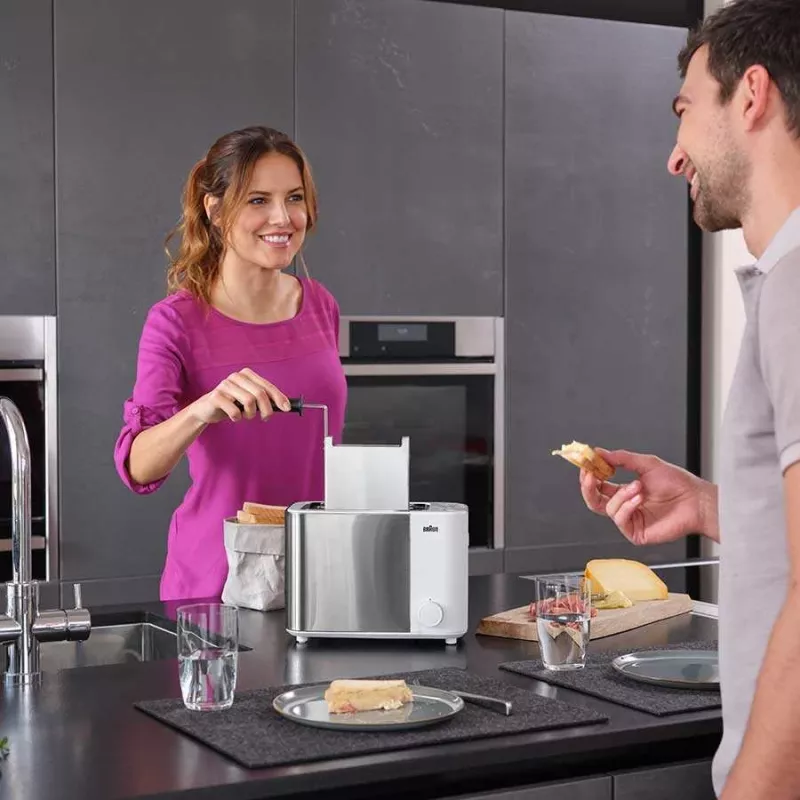 Braun GRILLE-PAIN HT5015WH 13 2 rebanadas 1000 W Gris, Blanco