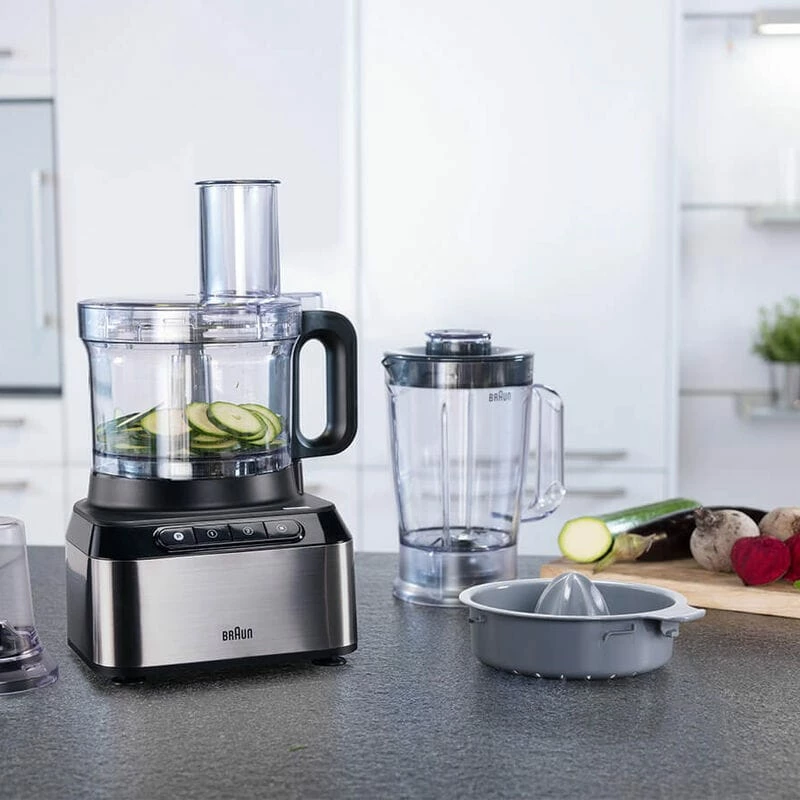 Braun FP 3233 SI Robot de cocina 800 W 2,1 L Negro, Acero inoxidable