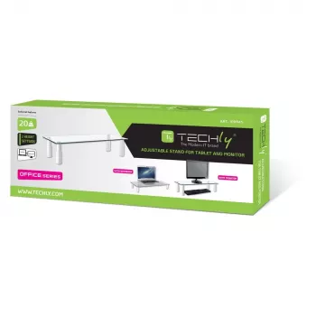 Techly Soporte de cristal para monitor/portátil, de pie, 20 kg, 33 cm (13