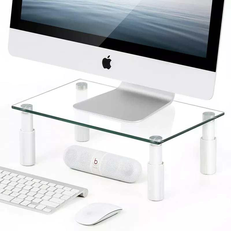 Techly Soporte de cristal para monitor/portátil, de pie, 20 kg, 33 cm (13
