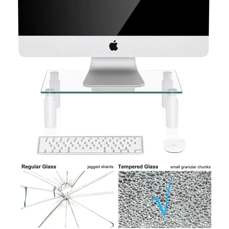 Techly Soporte de cristal para monitor/portátil, de pie, 20 kg, 33 cm (13