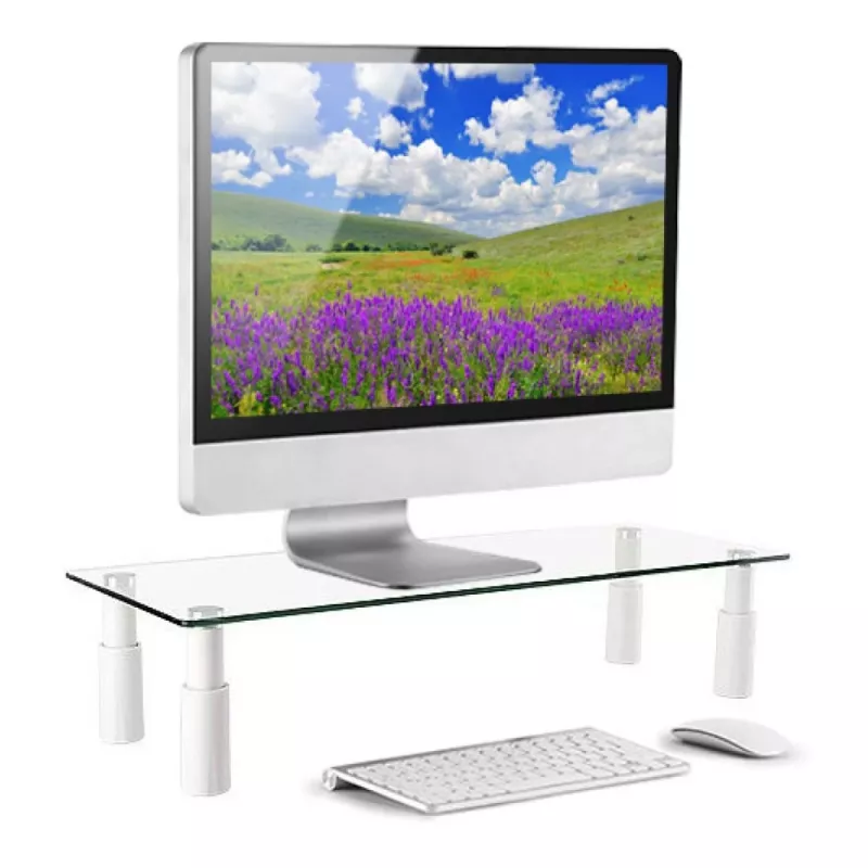Techly Soporte de cristal para monitor/portátil, de pie, 20 kg, 33 cm (13