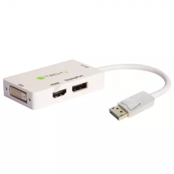 Techly IADAP DP-COMBOF3 Adaptador de cable de vídeo DisplayPort DisplayPort + DVI + HDMI Blanco