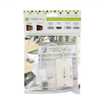 Techly IADAP DP-COMBOF3 Adaptador de cable de vídeo DisplayPort DisplayPort + DVI + HDMI Blanco