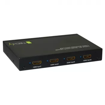 Techly Multivisor HDMI 4x1 con conmutador sin interrupciones, HDMI, Metal, Negro, 60 Hz, 1080p, 2,25 Gbit/s