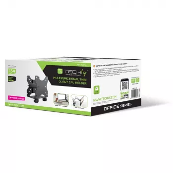 Techly Soporte ajustable para CPU bajo el escritorio, 5 kg, 75 x 75 mm, 100 x 100 mm, Negro