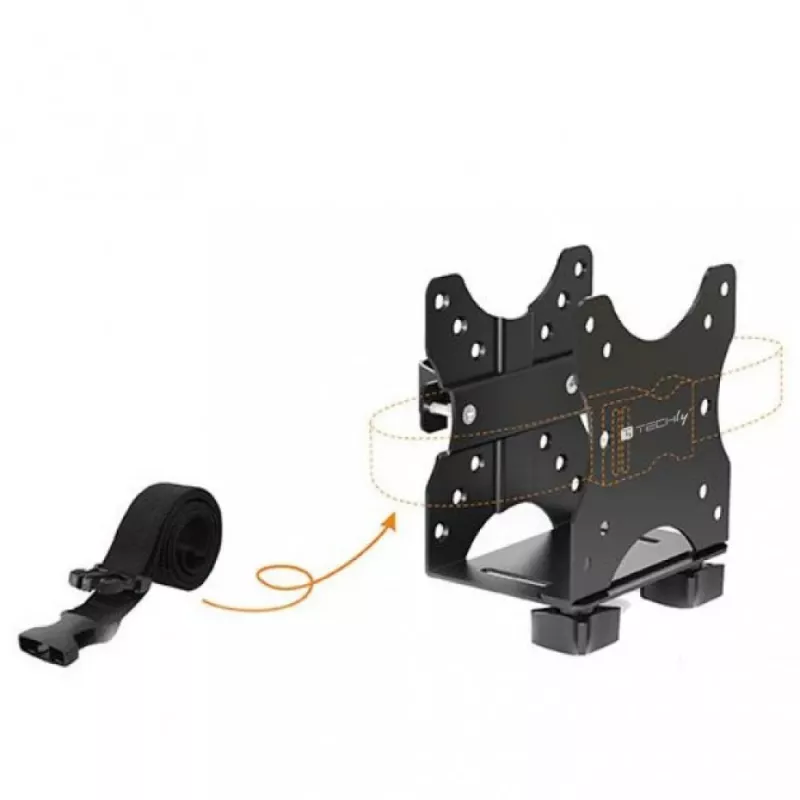 Techly Soporte ajustable para CPU bajo el escritorio, 5 kg, 75 x 75 mm, 100 x 100 mm, Negro