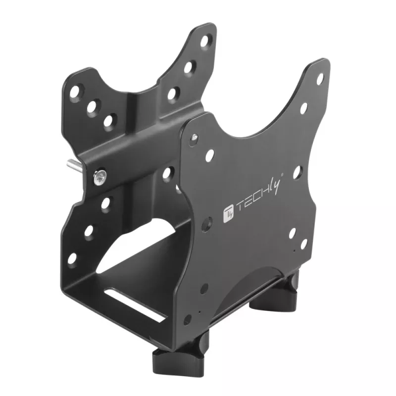 Techly Soporte ajustable para CPU bajo el escritorio, 5 kg, 75 x 75 mm, 100 x 100 mm, Negro