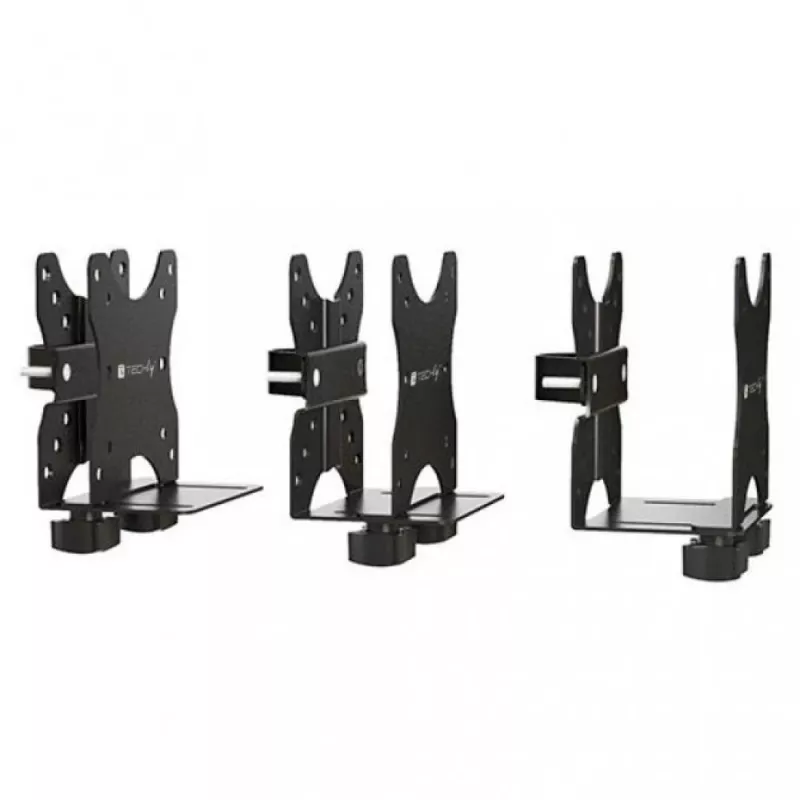 Techly Soporte ajustable para CPU bajo el escritorio, 5 kg, 75 x 75 mm, 100 x 100 mm, Negro