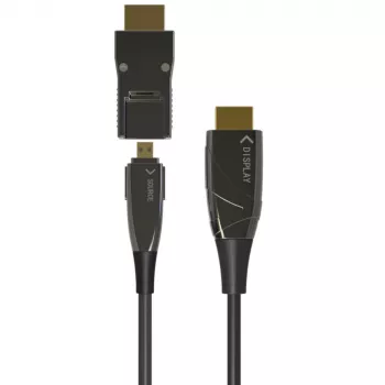 Techly cable de fibra óptica AOC HDMI A/A Micro HDMI 4K 20 m, 20 m, HDMI Type-A (estándar), HDMI Type-D (Micro), 3D, 18 Gbit/s, negro