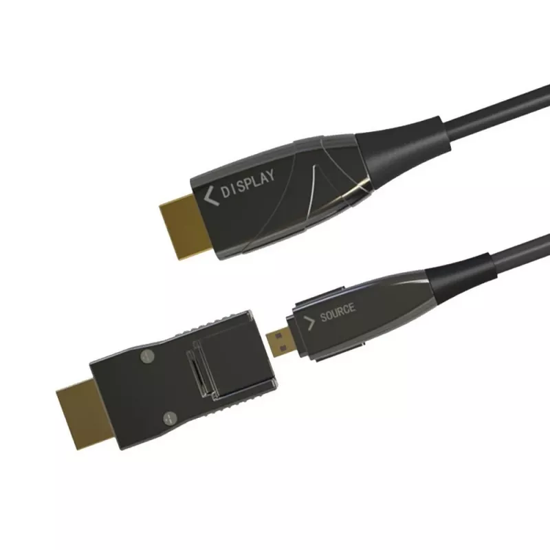 Techly cable de fibra óptica AOC HDMI A/A Micro HDMI 4K 50 m, 50 m, HDMI Type-A (estándar), HDMI Type-D (Micro), 3D, 18 Gbit/s, negro