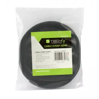 Techly rollo de cinta de velcro para gestión de cables longitud 10 m ancho 20 mm negro