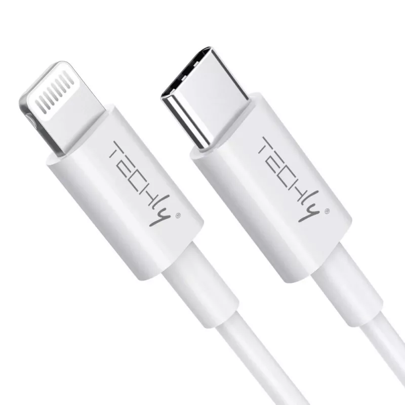 Techly cable de carga y sincronización USB-C a Lightning 1 m blanco