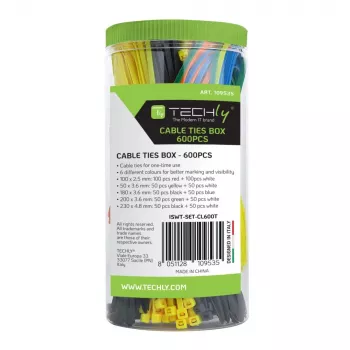 Techly ISWT-SET-CL600T bridas multiusos de nailon multicolor 600 uds.
