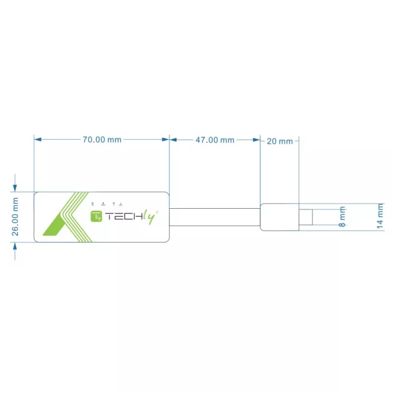 Techly Adaptador de USB 3.1 Type-C a RJ45 Gigabit Ethernet, blanco
