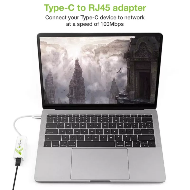 Techly Adaptador de USB 3.1 Type-C a RJ45 Gigabit Ethernet, blanco
