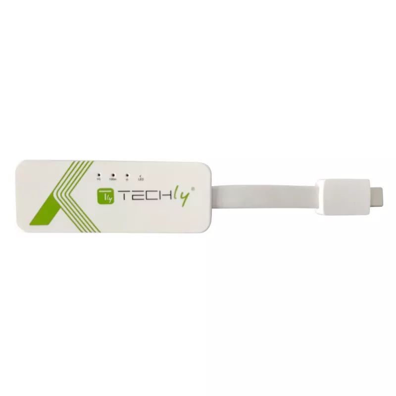 Techly Adaptador de USB 3.1 Type-C a RJ45 Gigabit Ethernet, blanco