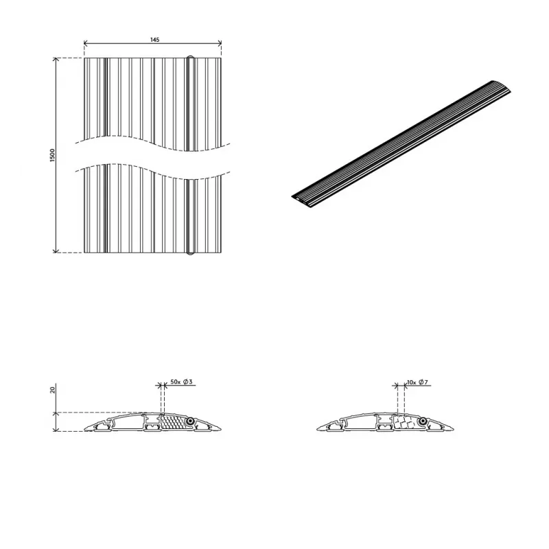 Dataflex 31.423 sistema de canalización de cables aluminio 1,5 m