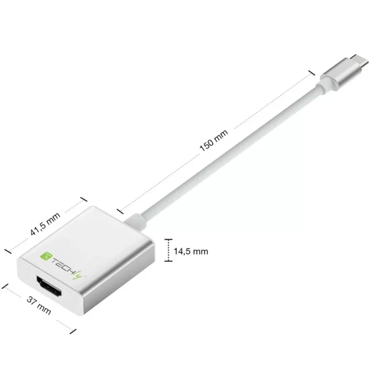 Techly cable convertidor adaptador USB 3.1 Type-C a HDMI 1.4, 3.2 Gen 2 (3.1 Gen 2), USB Type-C, salida HDMI