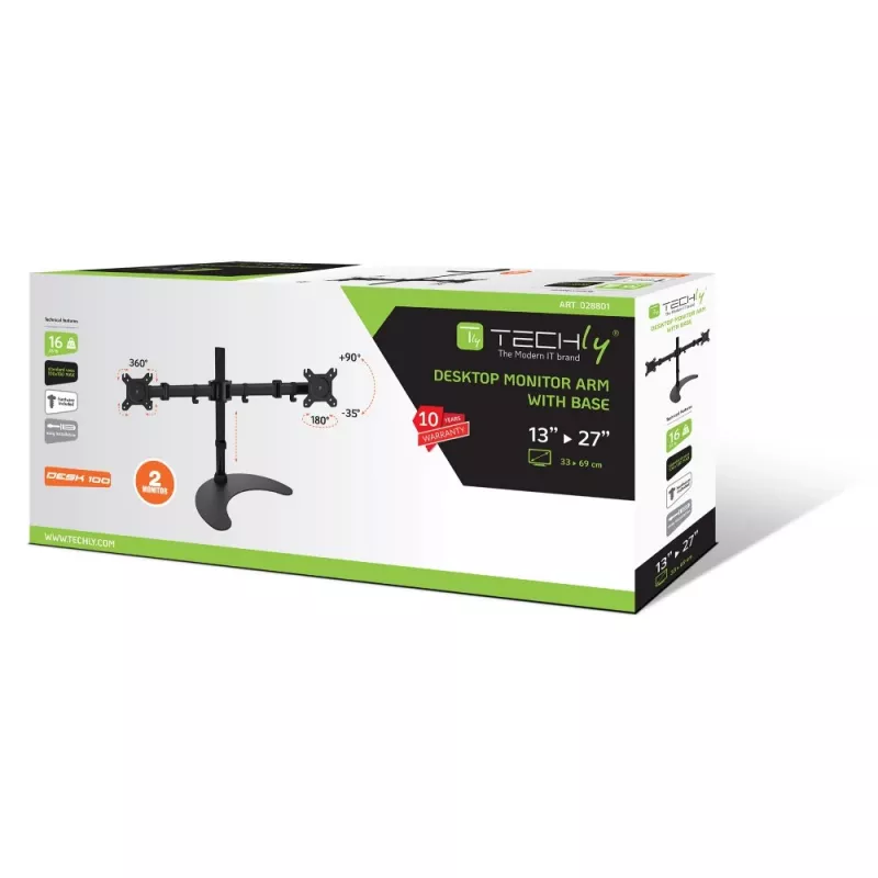 Techly Soporte de escritorio para 2 monitores 13-27
