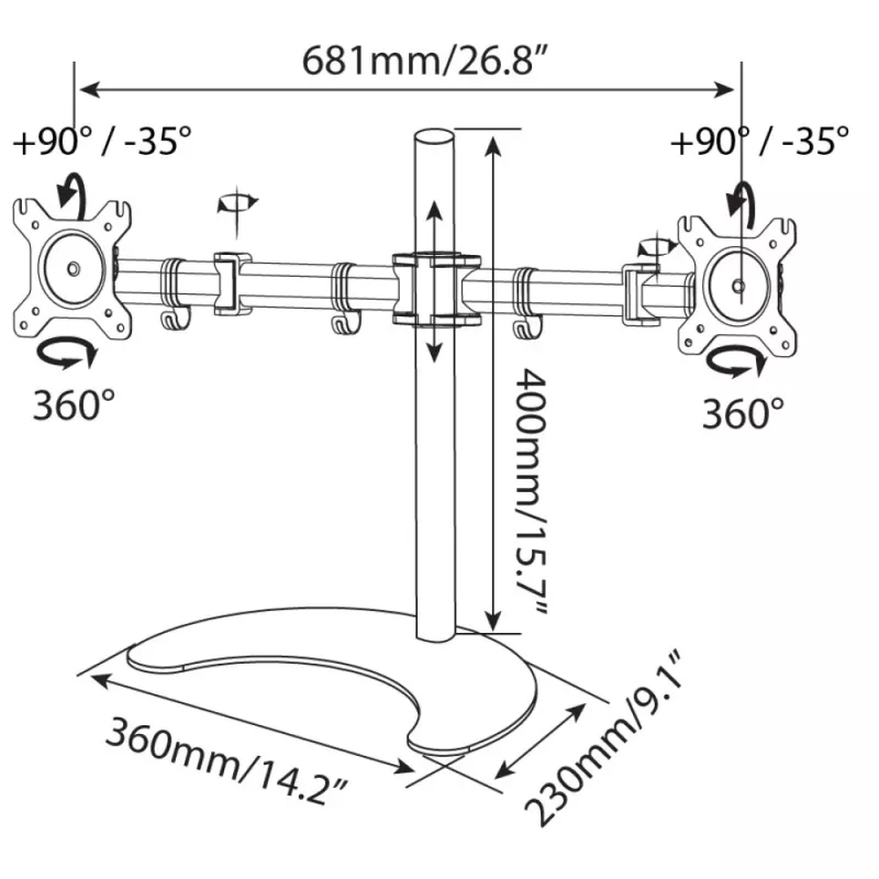 Techly Soporte de escritorio para 2 monitores 13-27