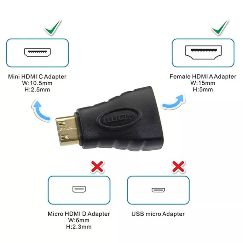Techly Adaptador HDMI a Mini HDMI Type-C hembra/macho IADAP HDMI-MC, Mini HDMI, HDMI, Negro