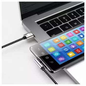 Techly Cable USB-C macho 2.0 / USB-C macho acodado 3A 1 m Aluminio