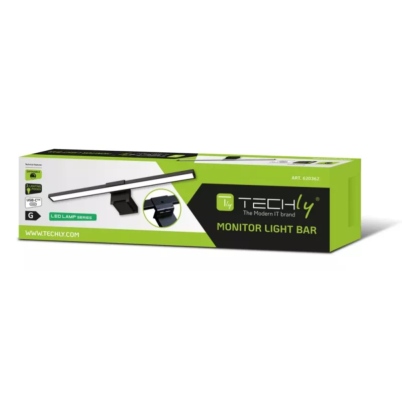 Techly I-LAMP-DSK11 Lámpara para monitor Negro 66 250 lm