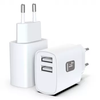 Techly IPW-USB-12W2A Cargador de dispositivos móviles para auriculares, altavoz portátil, powerbank, smartphone, tablet blanco AC interior