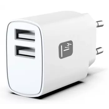 Techly IPW-USB-12W2A Cargador de dispositivos móviles para auriculares, altavoz portátil, powerbank, smartphone, tablet blanco AC interior
