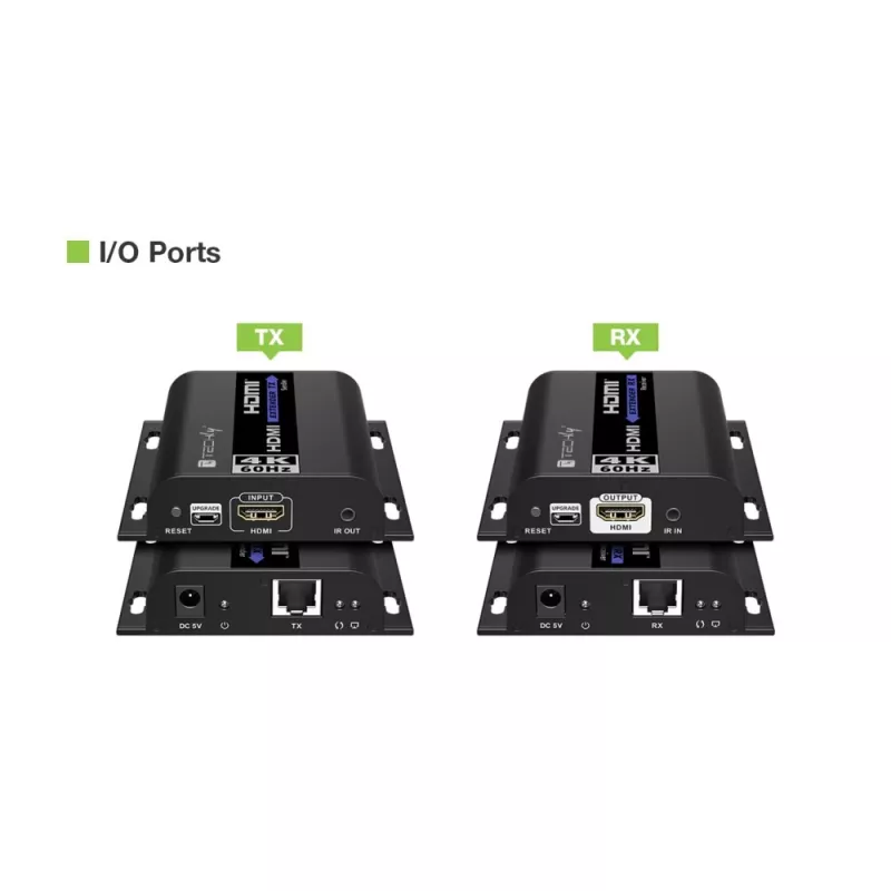 Techly IDATA EXTIP-483 Extensor AV transmisor y receptor AV negro