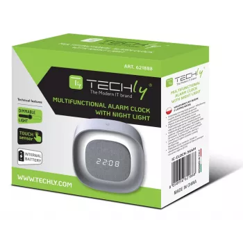 Techly IC-CLOCK-56WH Despertador digital gris, blanco