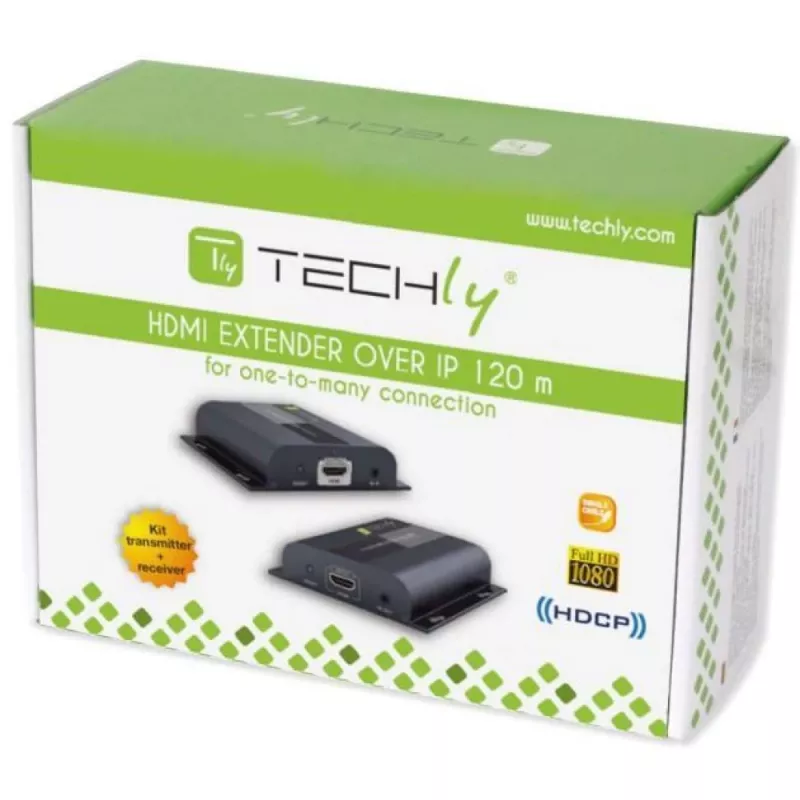 Techly IDATA-EXTIP-383V4 Transmisor y receptor AV negro
