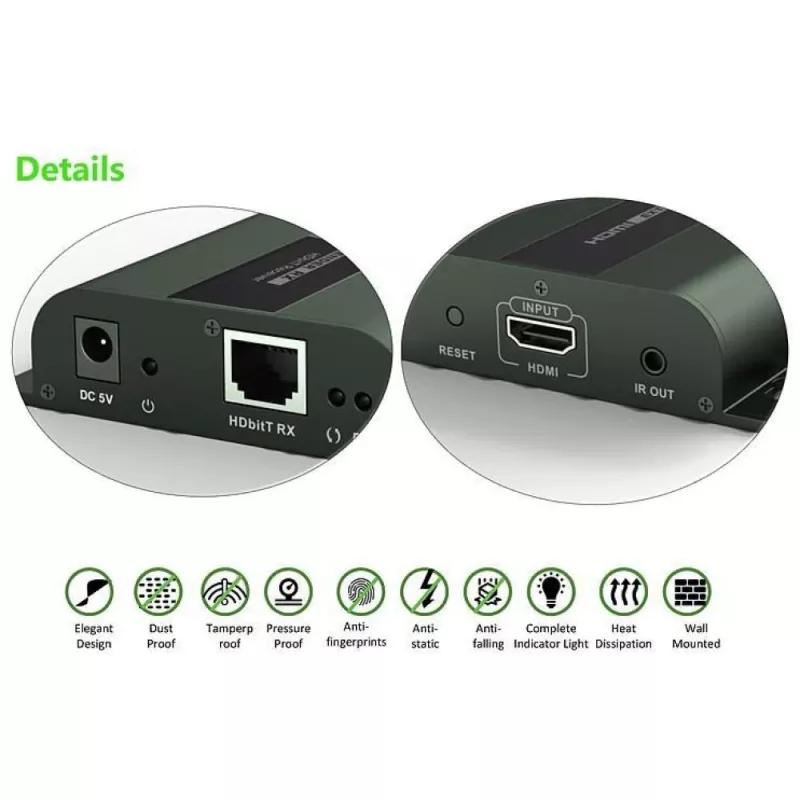 Techly IDATA-EXTIP-383V4 Transmisor y receptor AV negro