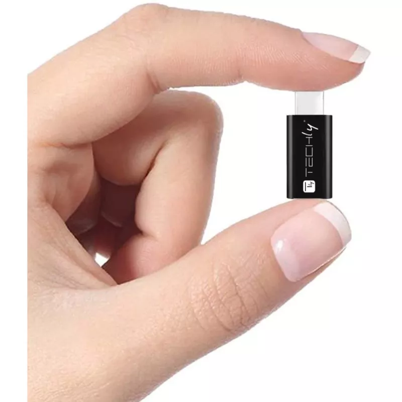 Techly IADAP USBC-MBKT Adaptador de cable cambiador de género Micro-USB negro