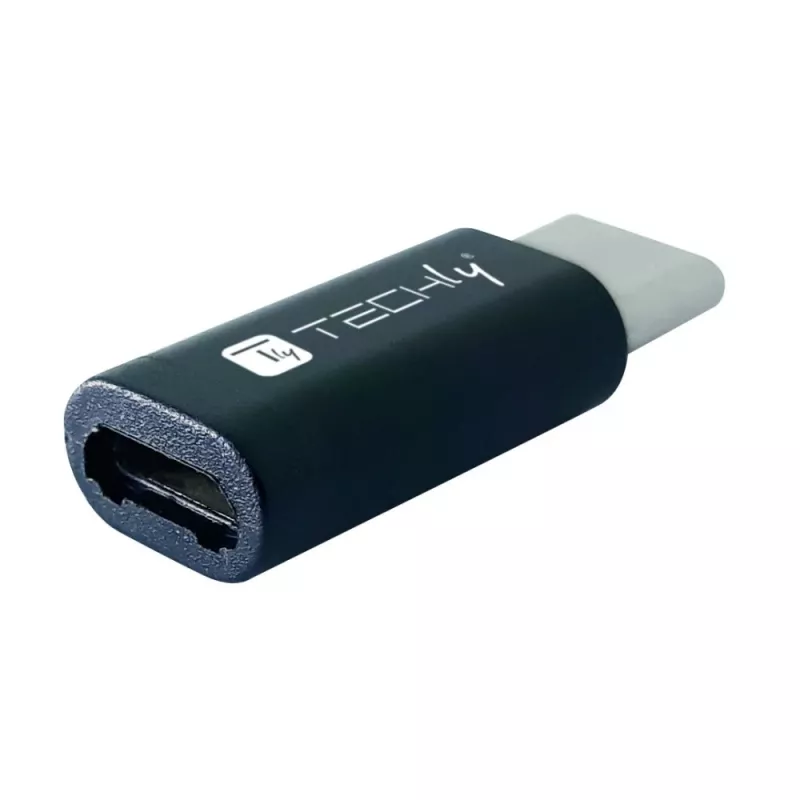 Techly IADAP USBC-MBKT Adaptador de cable cambiador de género Micro-USB negro