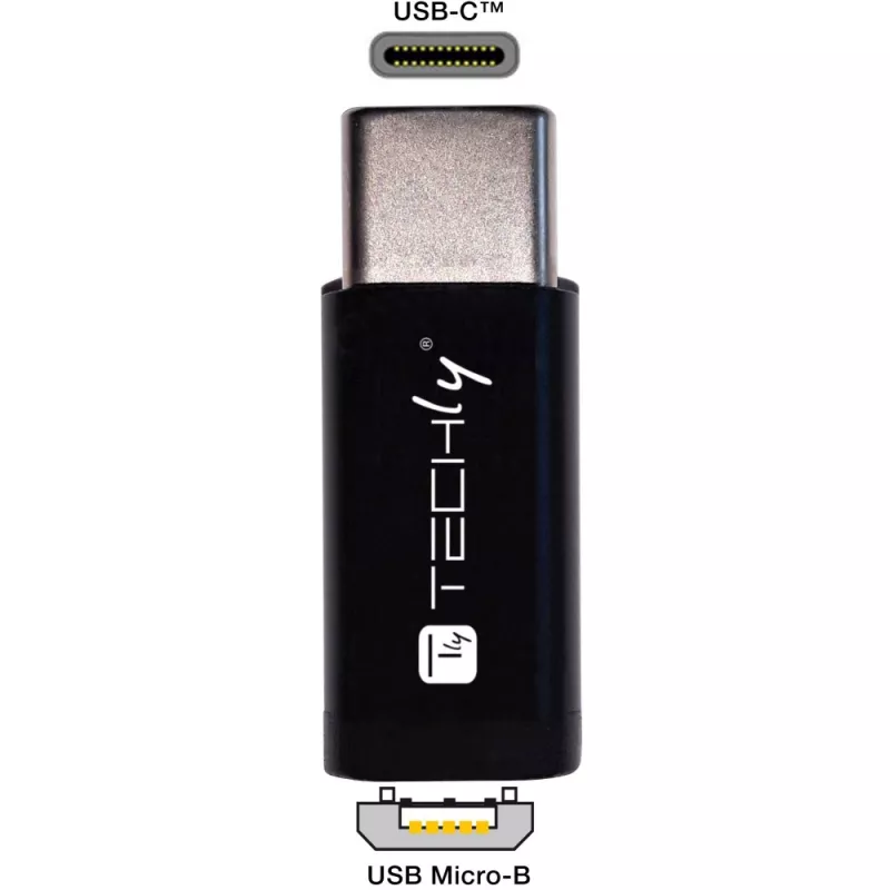 Techly IADAP USBC-MBKT Adaptador de cable cambiador de género Micro-USB negro