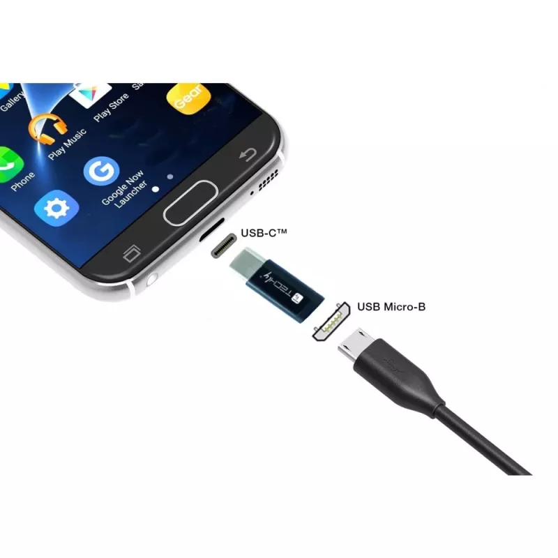 Techly IADAP USBC-MBKT Adaptador de cable cambiador de género Micro-USB negro