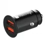 Techly mini cargador de coche 2 puertos USB-A Quick Charge 3.0 36W en negro metal