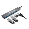 Techly IUSB32-HUB4A-4U3SL Docking station/replicador de puertos para portátil con cable USB 3.2 Gen 1 (3.1 Gen 1) Type-A gris