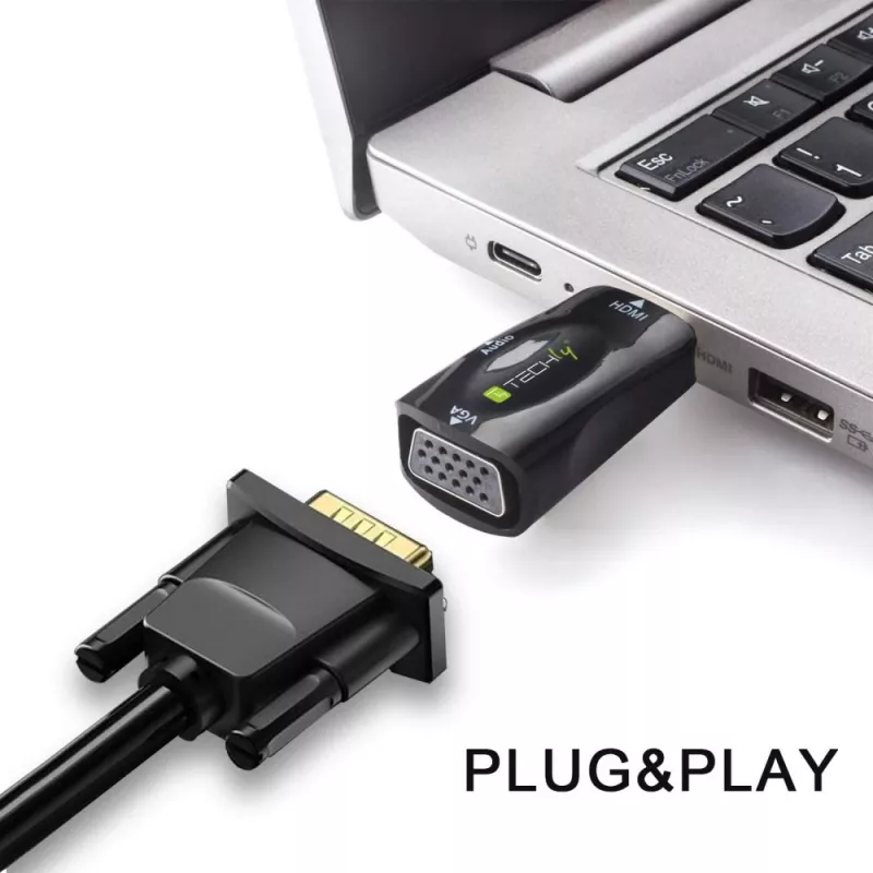Techly IDATA HDMI-VGA2MABT2 Convertidor de señal de vídeo convertidor de vídeo pasivo 1920 x 1080 píxeles