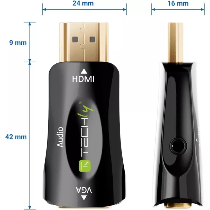 Techly IDATA HDMI-VGA2MABT2 Convertidor de señal de vídeo convertidor de vídeo pasivo 1920 x 1080 píxeles