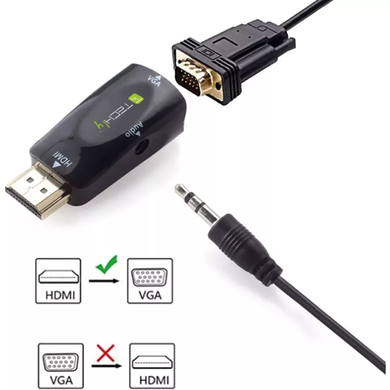 Techly IDATA HDMI-VGA2MABT2 Convertidor de señal de vídeo convertidor de vídeo pasivo 1920 x 1080 píxeles