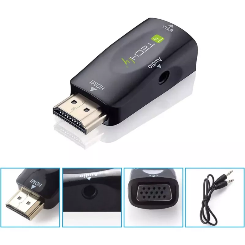 Techly IDATA HDMI-VGA2MABT2 Convertidor de señal de vídeo convertidor de vídeo pasivo 1920 x 1080 píxeles