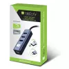 Techly IDATA USB-ETGIGA3AA Docking station/replicador de puertos para portátil con cable USB 3.2 Gen 1 (3.1 Gen 1) Type-A negro, plata